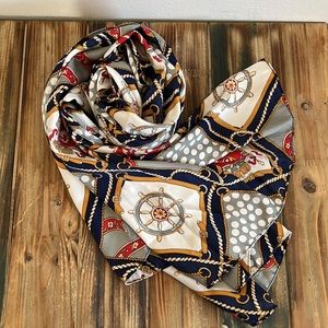 Vintage Nautical & Polka Dot Silk Scarf/Wrap